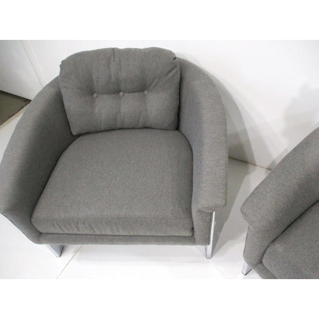 Textile Mid Century Upholstered Chrome Lounge Chairs by Renato Zevi Italy For Sale - Image 7 of 12