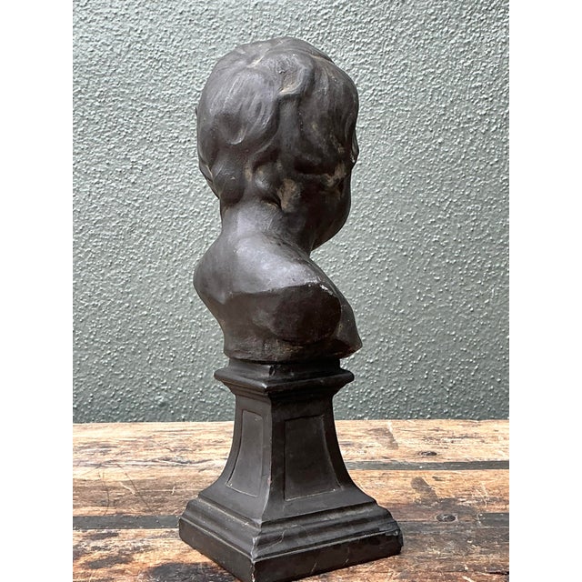 Vintage Cast Bronze Bust of Baby For Sale - Image 12 of 12