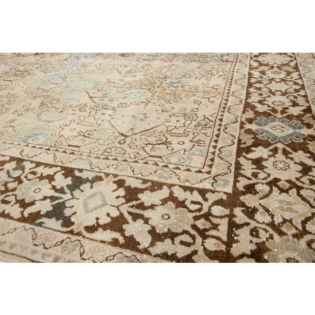 Persian 1940s Handmade Persian Mahal Wool Rug With Allover Floral Motif For Sale - Image 3 of 9