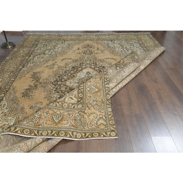 1970s 1970s Vintage Persian Handmade Wool Orange Area Rug For Sale - Image 5 of 11