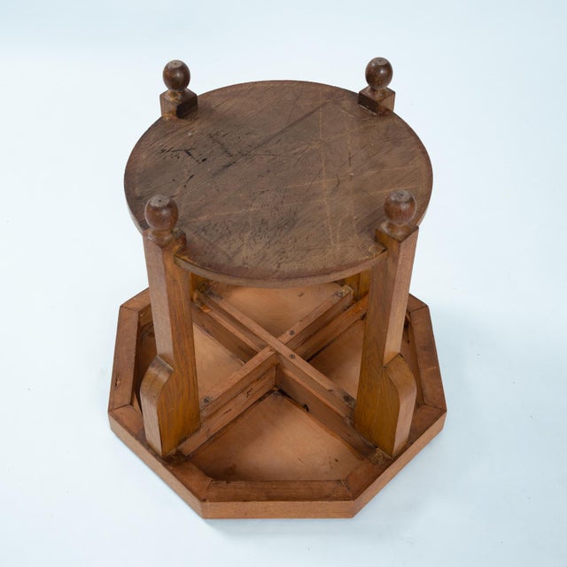 Dutch Art Deco Octagonal Side Table in Oak, 1920s For Sale - Image 17 of 18