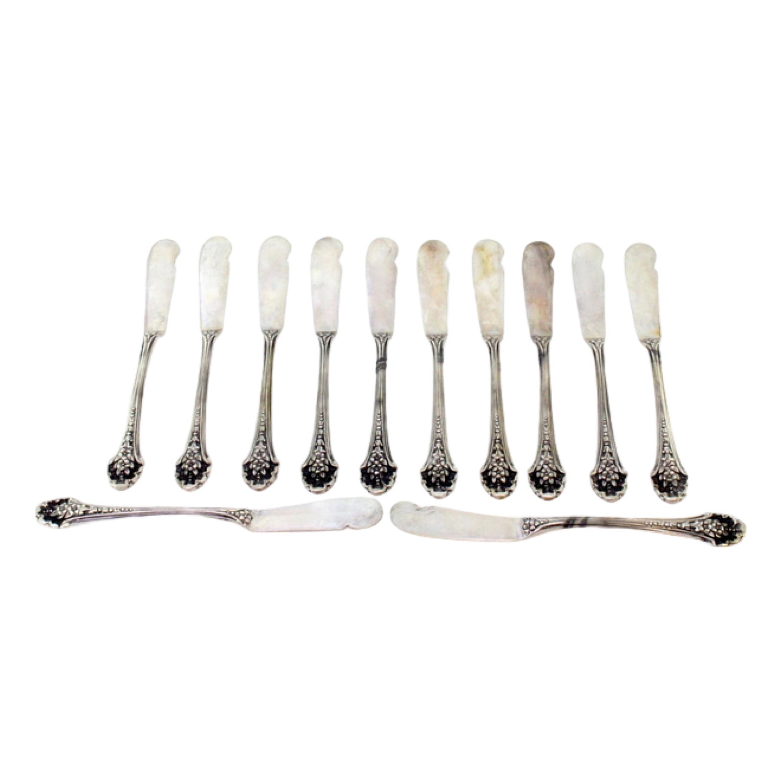 Silver Butter Knives with Reliefs, Set of 12 | Chairish