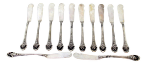 Silver Butter Knives with Reliefs, Set of 12