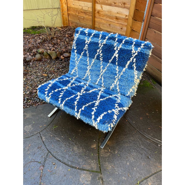 Navy Blue Barcelona Style Lounge Chair For Sale - Image 8 of 8