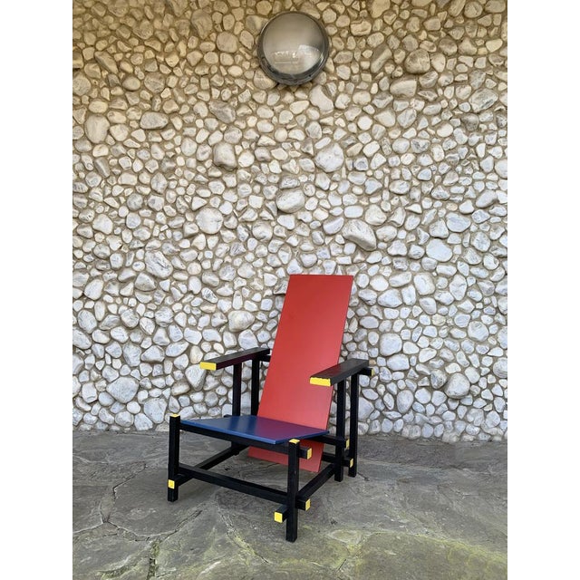 Vintage Red and Blue Armchair by Gerrit Thomas Rietveld, 1970s For Sale - Image 9 of 18
