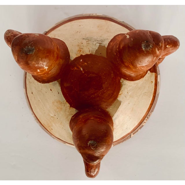 Vintage Pre-Columbian, Mayan Style Polychromed Rattling Tripod Pottery Bowl For Sale - Image 10 of 12