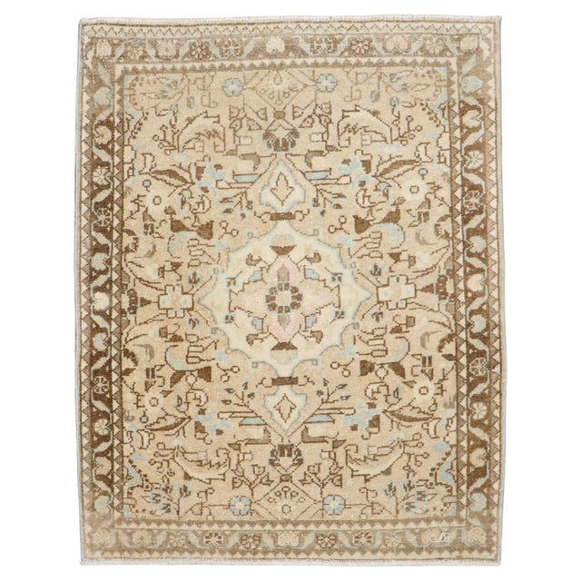 1940s Neutral Persian Sarouk Mini Rug For Sale - Image 15 of 18