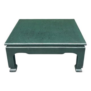 Raffia Wrapped Ming Coffee Table in the Manner of Karl Springer For Sale