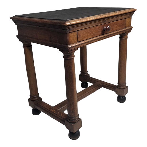 Dutch Amsterdam School Solid Oak Side Table, 1930s For Sale