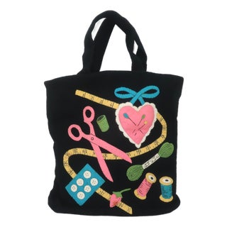 Novelty Sewing Theme Felt Tote Handbag, 1950's For Sale