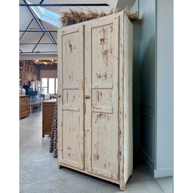 Vitage Patinated Wardrobe in Wood, 1940s For Sale - Image 4 of 16