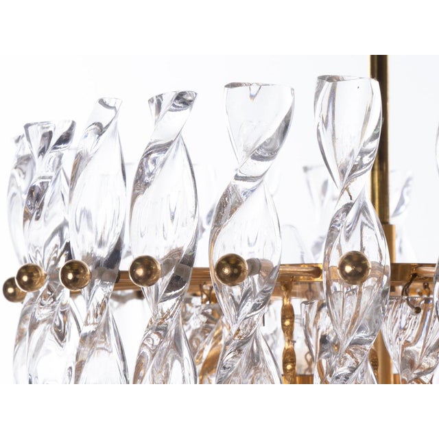 German Tendril Ribbon Chandelier in Crystal Glass & Gilt-Brass from Palwa, 1960s For Sale - Image 9 of 17