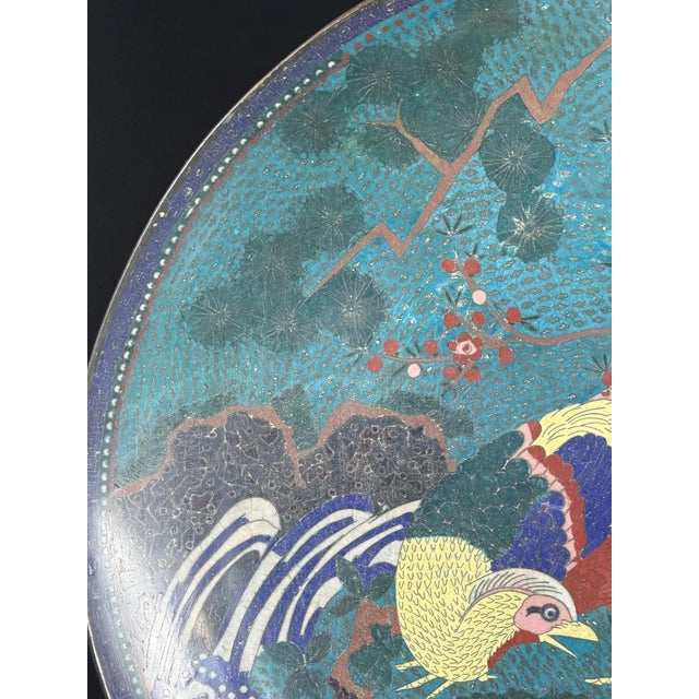 Japanese Cloisonné Charger with Pheasant and Chicks, Late 19th Century For Sale - Image 11 of 17