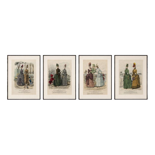 Journal des Dames et des Demoiselles, French Fashion Prints Parisian Ladies and Children, 1887, Paper, Set of 4 For Sale