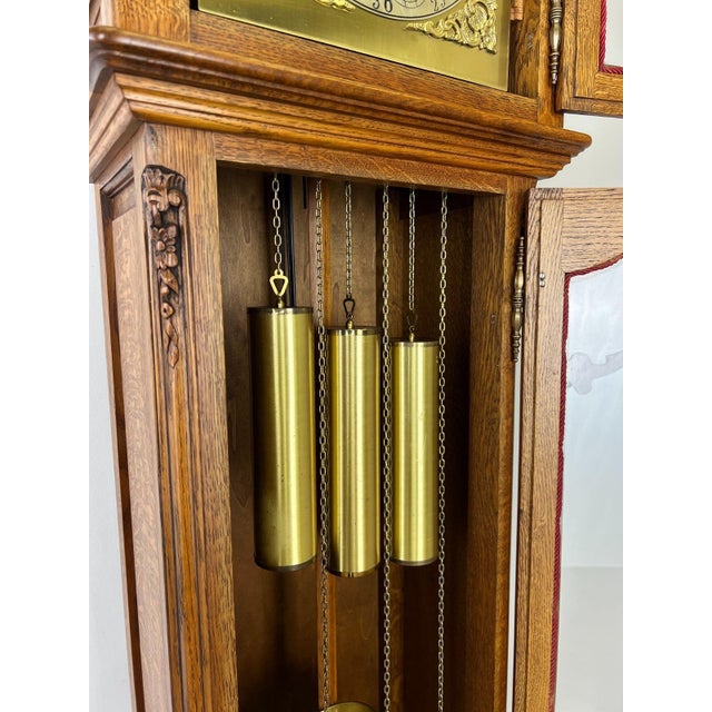 Vintage Grandfather Clock in Oak For Sale - Image 13 of 17
