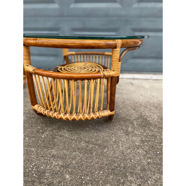 Pair of Bamboo + Rattan Side Tables in the Style of Franco Albini For Sale - Image 10 of 13