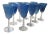 Vintage Murano Blue Raised Circle Wineglasses Attributed to Mario Badioli - Set of 9 For Sale