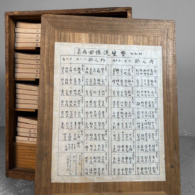 Mid-Century Modern Japanese Archive Cabinet with 40 Books on Noh Theater (1929, Lithograph Print). For Sale - Image 3 of 18