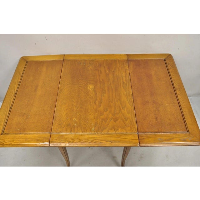 Vintage Mid Century Modern Klismos Saber Leg Oak Wood Drop Leaf Dining Table For Sale In Philadelphia - Image 6 of 12