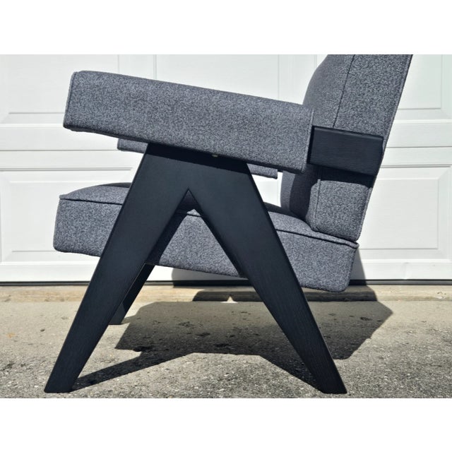 Klarel Chandigarh Grey & Black Upholstered Lounge Chair For Sale - Image 6 of 10