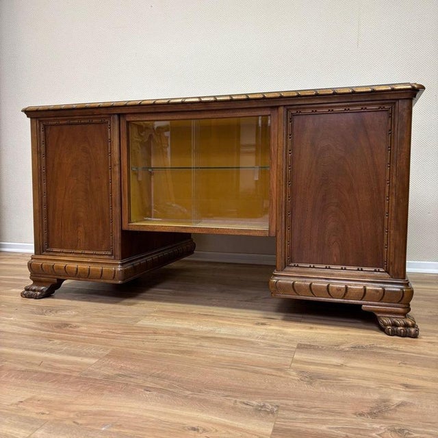 Vintage Neo-Renaissance Walnut Desk, 1950s For Sale - Image 17 of 18