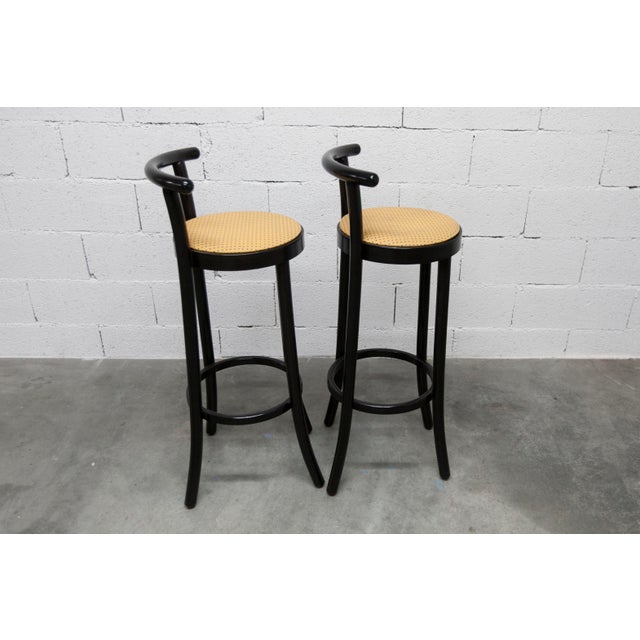 Dialog Stools in Black, Yellow and Blue Imitation Leather from Baumann, 1990, Set of 2 For Sale - Image 10 of 18