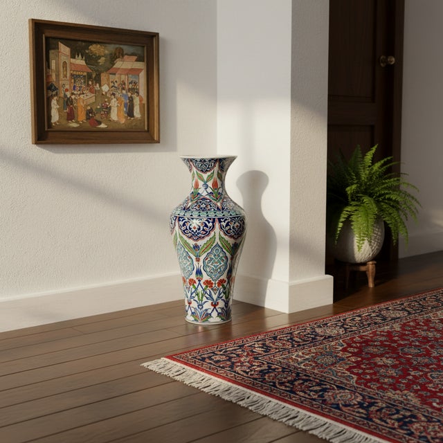 The Architecture of Elegance: The Palace Vase ️ This Handmade Monumental Iznik Vase is a study in discipline and beauty....
