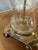 Vintage Pair Cut Crystal and Brass Table Lamps With Pleated Silk Shades For Sale - Image 17 of 18