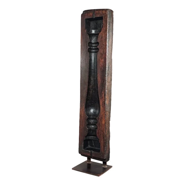 Industrial Carved Hardwood Baluster Mould Sculpture & Stand, 1950s For Sale