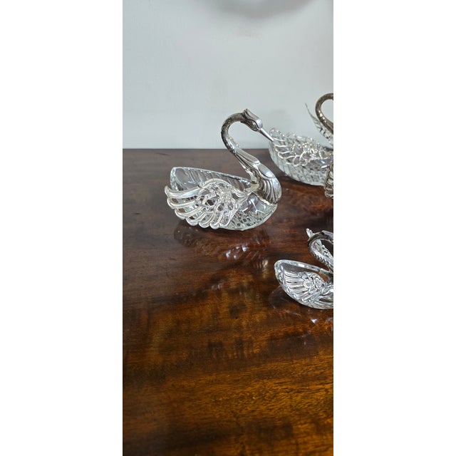 Antique Cut Glass and Silver Swans, 1900, Set of 6 For Sale - Image 11 of 14