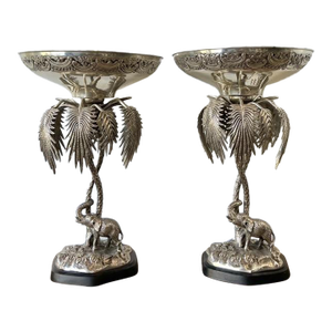 Vintage Engraves PalmTree Epergenes - A Pair