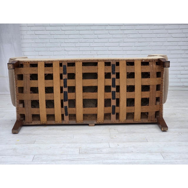 Danish Ash Wood Sofa with Red and Beige Furniture Wool For Sale - Image 11 of 18