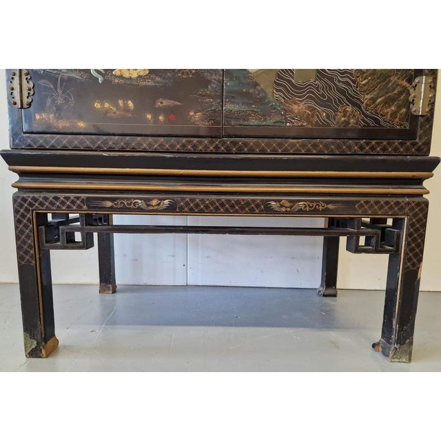 Wood Oriental Cabinet in Oak For Sale - Image 7 of 11