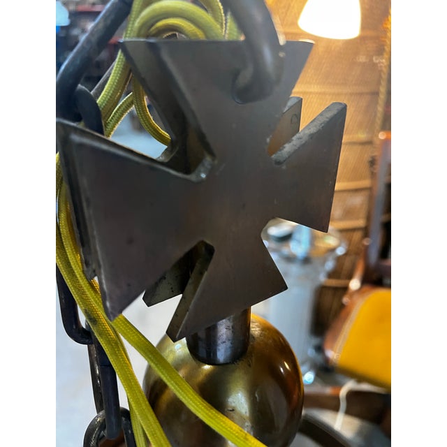 Gothic 1970s Griffin Brass Gothic Pendant Chandelier For Sale - Image 3 of 5