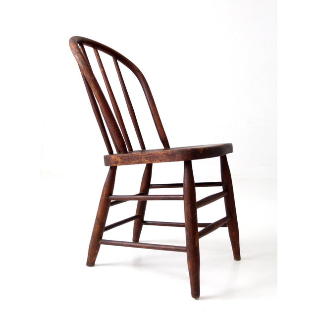 Antique American Windsor Bow Back Spindle Chair For Sale - Image 14 of 17