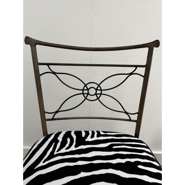 Iron Chairs in Zebra Print Velvet by Rene Prou, 1940s, Set of 2 For Sale - Image 4 of 9