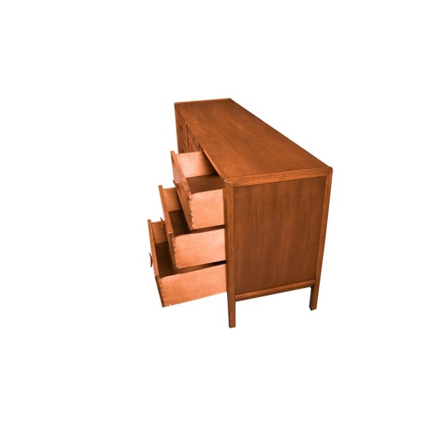 Wood 1970s Mid-Century Walnut Weave Pattern Long Dresser For Sale - Image 7 of 12