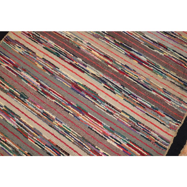 American Vintage Zabihi Collection American Hooked Accent Size Rug - 4'4" x 5'9" For Sale - Image 3 of 8