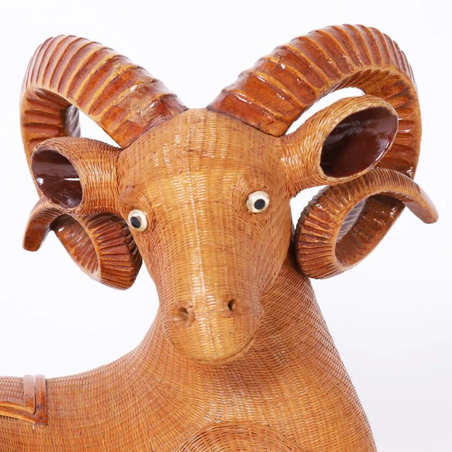 Late 20th Century Chinese Wicker Ram Box For Sale - Image 5 of 9