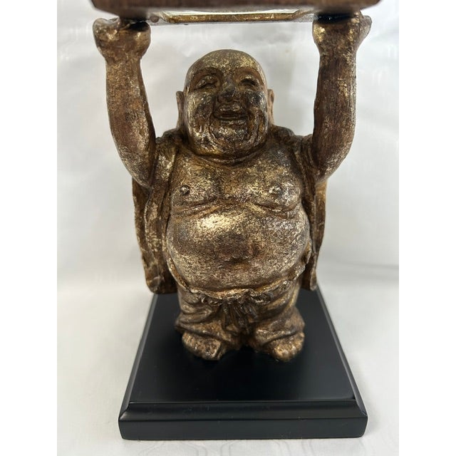 Figurative Laughing Buddha With Glass Vessel For Sale - Image 3 of 9