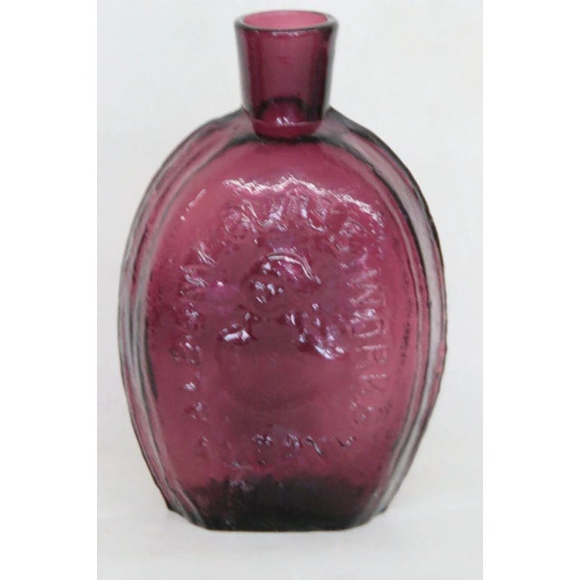 Albany Glass Works Purple George Washington Mayflower Flask Bottle For Sale - Image 12 of 12