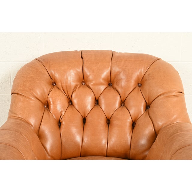 Baker Furniture Stately Homes Collection Late Victorian Tufted Leather Club Chair For Sale In South Bend - Image 6 of 15