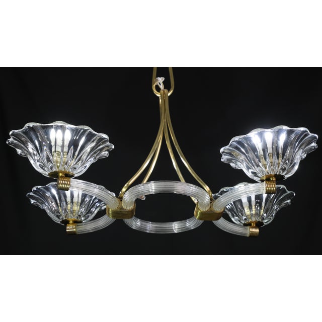 Extraordinary Art Deco Murano Glass and Bras Chandelier by Barovier E Toso, 1950 For Sale - Image 17 of 18
