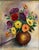 1940’s Vintage Brightly Colored Floral Still Life Oil Painting in Vintage Frame For Sale - Image 4 of 8
