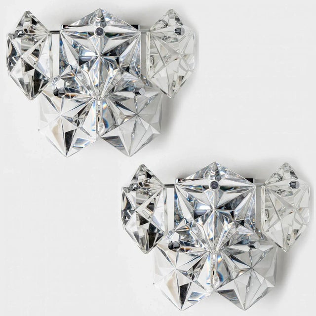 Faceted Crystal and Silver Chrome Sconce attributed to Kinkeldey, Germany, 1970s For Sale - Image 13 of 14