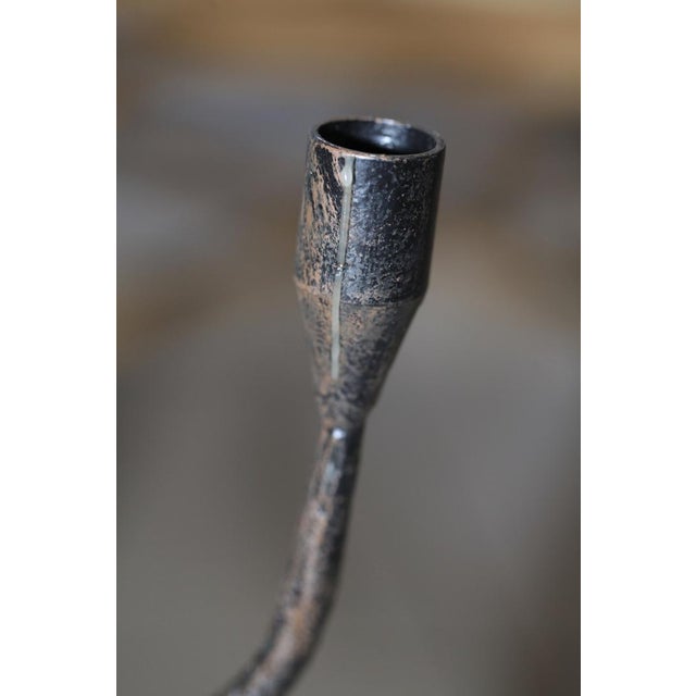 Metal Vintage Hand-Wrought Iron Sculptural Candelabra, Pair For Sale - Image 7 of 18