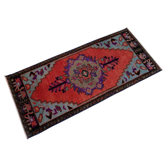 1970s Vintage Hand Knotted Small Rug For Sale - Image 13 of 14