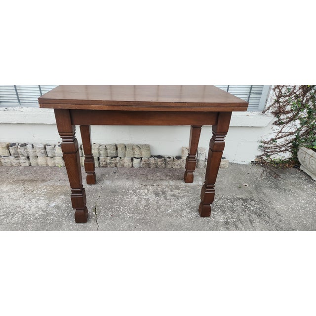 This unque Vintage Swivel Folding Oak Game Table is great for small spaces for folks that like to entertain. Folded up it...