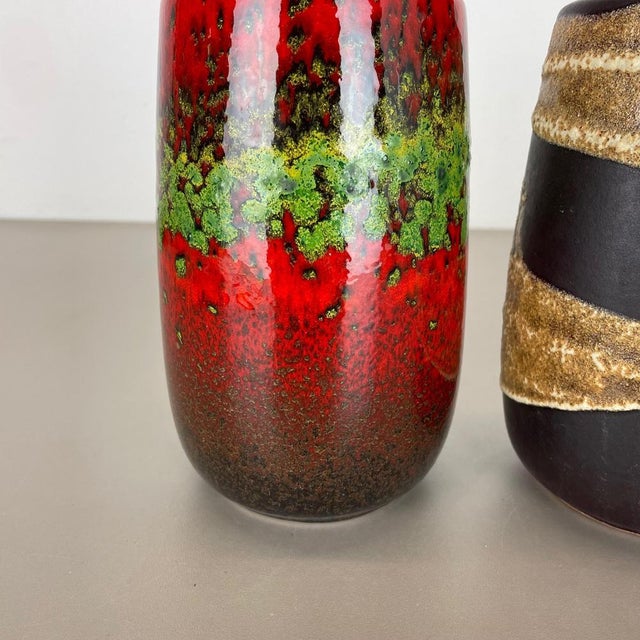 1970s Vintage Pottery Fat Lava Vases attributed to Scheurich, Germany, 1970s, Set of 4 For Sale - Image 5 of 18