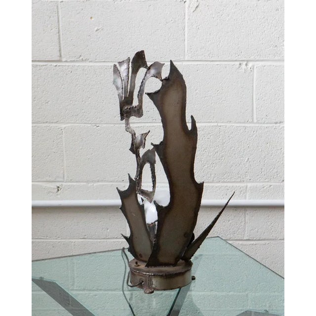 Metal 1970s Artist Made Brutalist Steel Table Lamp For Sale - Image 7 of 12